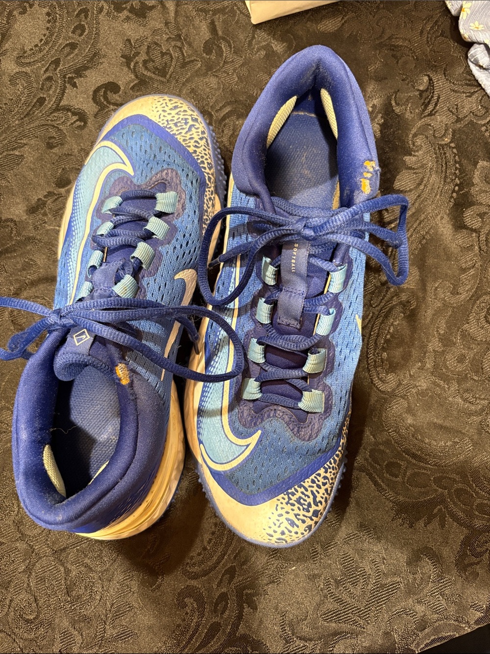Nike Blue and Light Blue Softball Turf Shoes